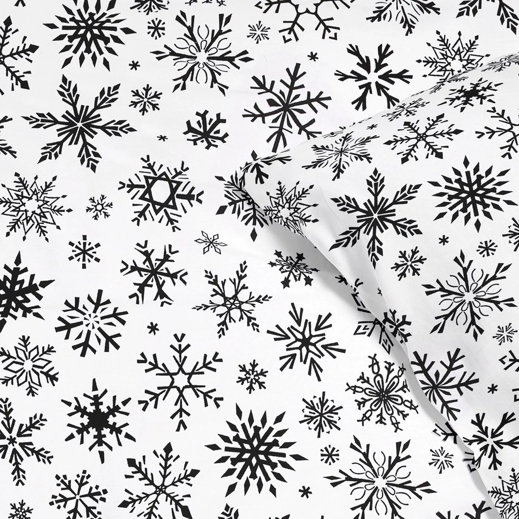 Goldea vianočné bavlnené posteľné obliečky - snehové vločky 140 x 200 a 70 x 90 cm