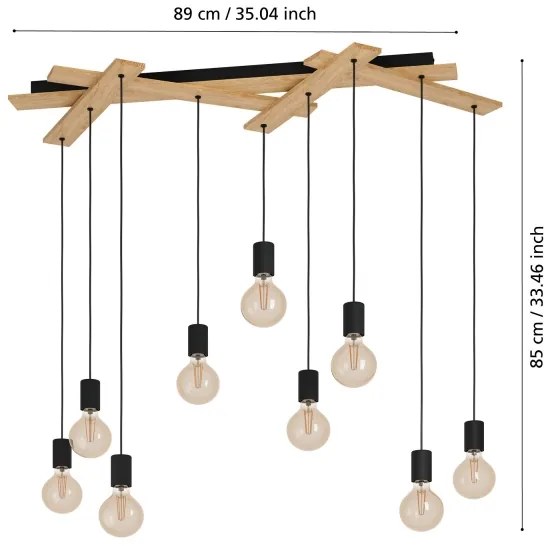 Eglo 43641 - Luster na lanku MONMOUNT 9xE27/40W/230V