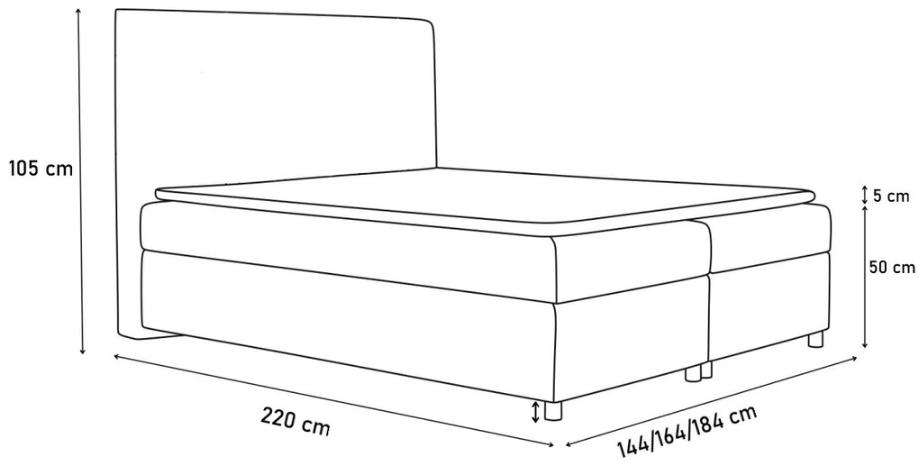 Čalúnená posteľ ASTERIA + topper, 140x200, soft 17/pasy 2 soft 17