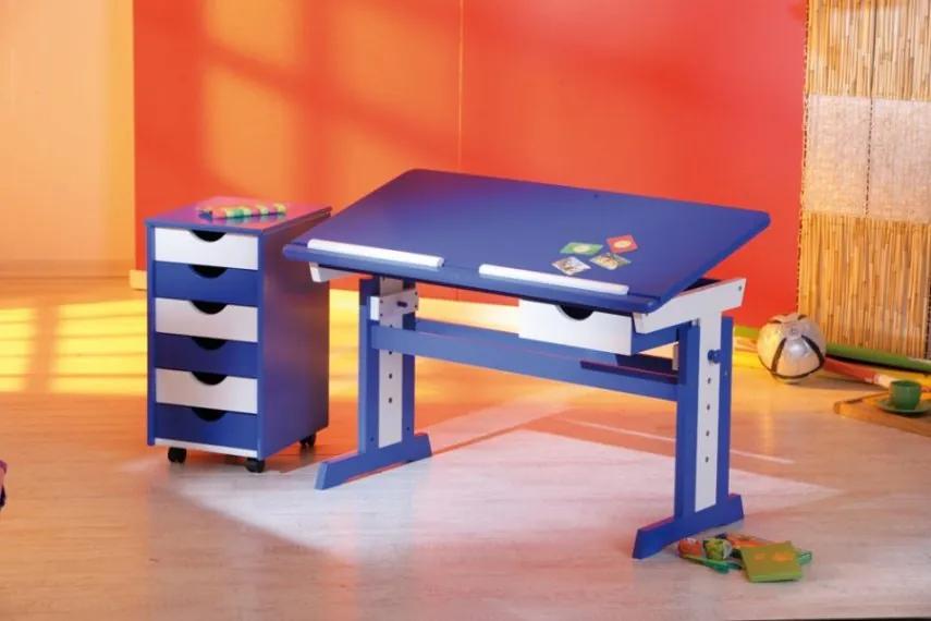Rastúci písací stôl Halmar Paco 109x55x63-88 cm modrobiely