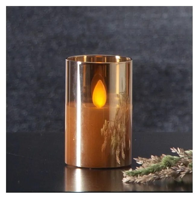 Oranžová LED vosková sviečka v skle Star Trading M-Twinkle, výška 7,5 cm