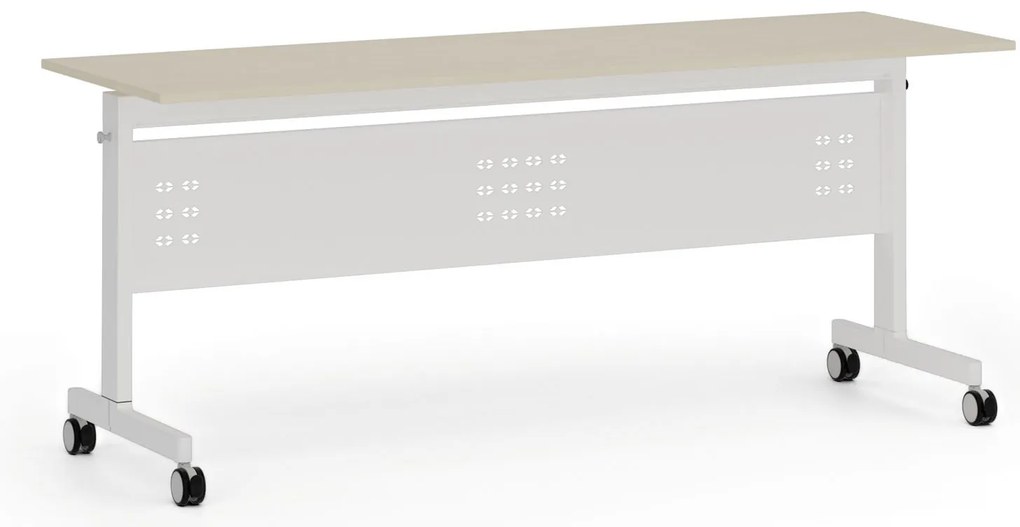 Mobilný stôl PRIMO MOBI, 180x60 cm, biela podnož, breza