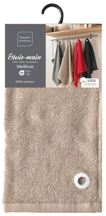 Béžový froté bavlnený uterák 50x50 cm Cuistot – douceur d'intérieur