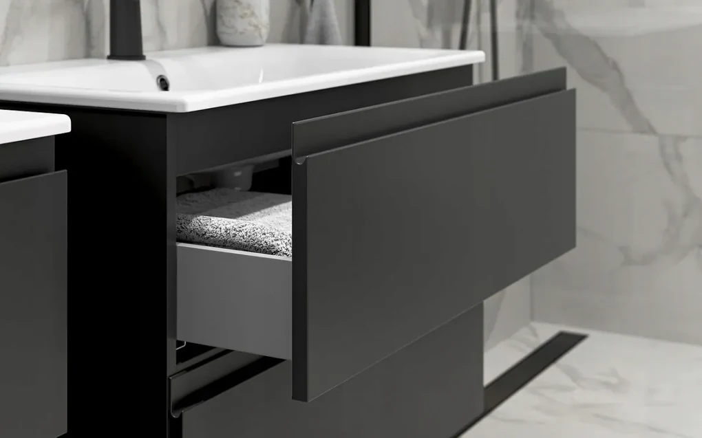Cersanit Moduo SET, závesná skrinka 60x45x57 cm + umývadlo 60cm, antracitová matná, S801-472-DSM