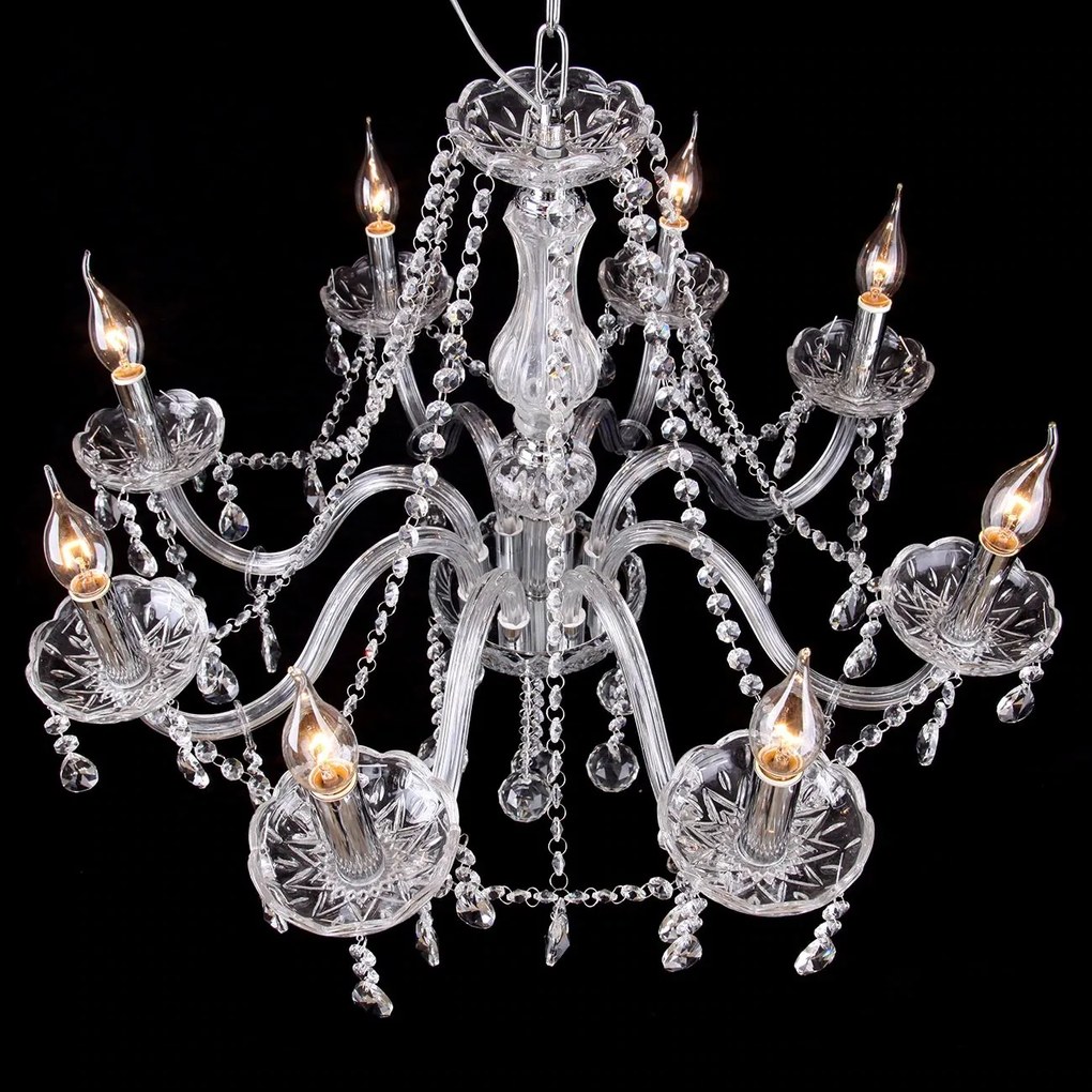 Toolight - Krištáľový závesný luster 8xE14 60W, strieborná, OSW-04600