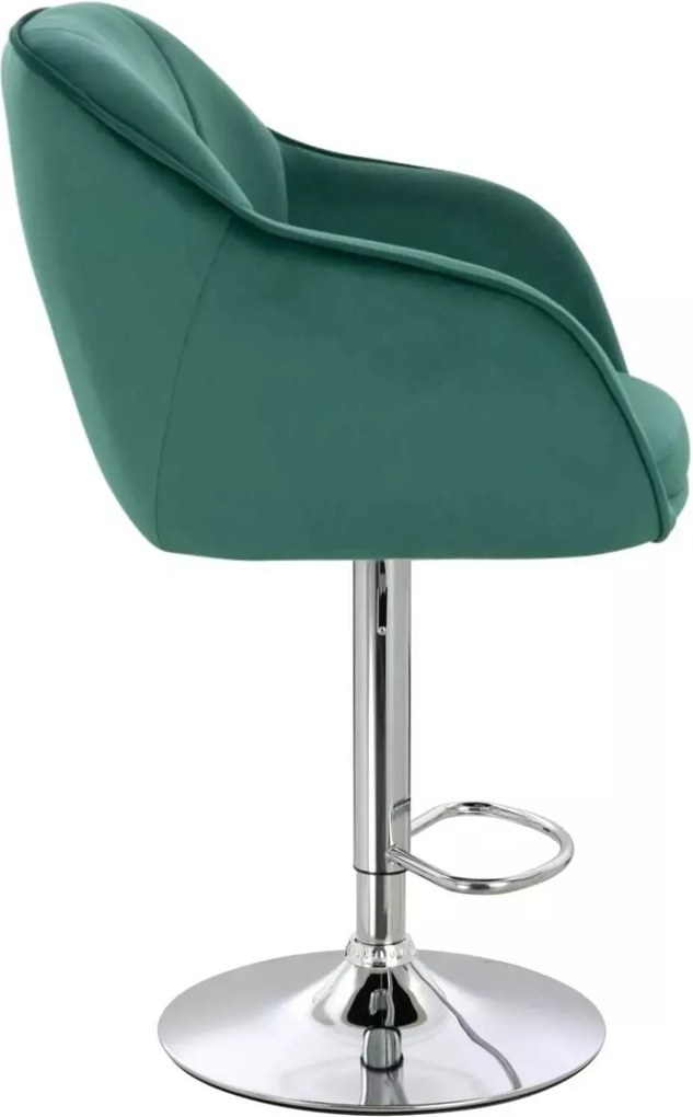 LuxuryForm DESIGN Barová stolička AVOLA VELUR na striebornom tanieri - zelená