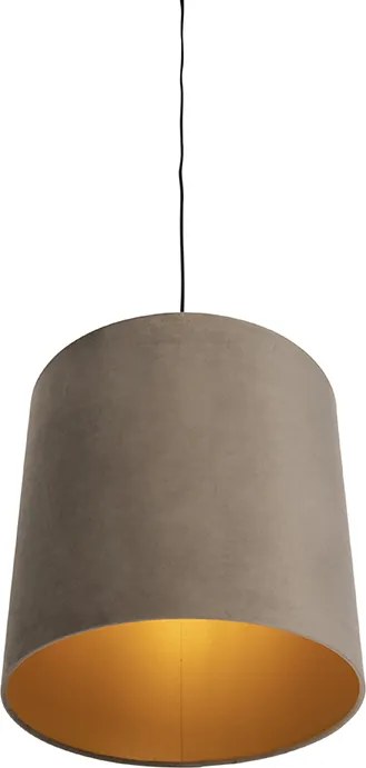 Závesné svietidlo s taupe zamatovým tienidlom so zlatom 40 cm - Combi