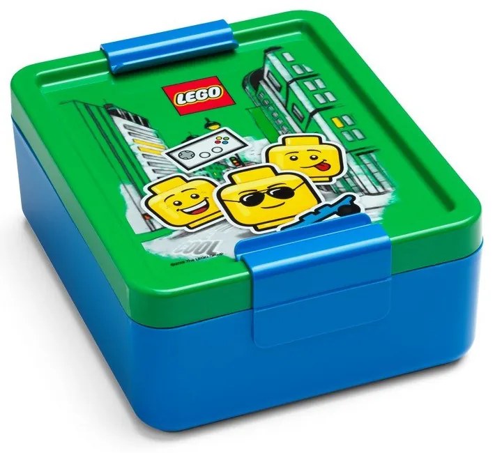 Set zeleno-modrého desiatového boxu a fľaše na pitie LEGO® Iconic