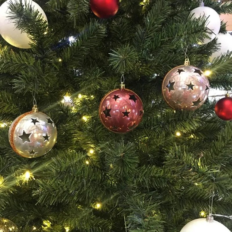 DECOLED Plastové ozdoby ve tvaru rolničky, 3 ks, prům. 8 cm, nezvoní