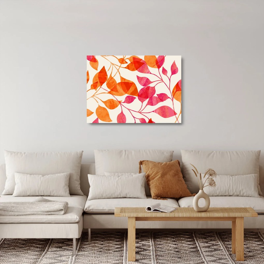 Sklenený obraz - Oranžové lístie (70x50 cm)
