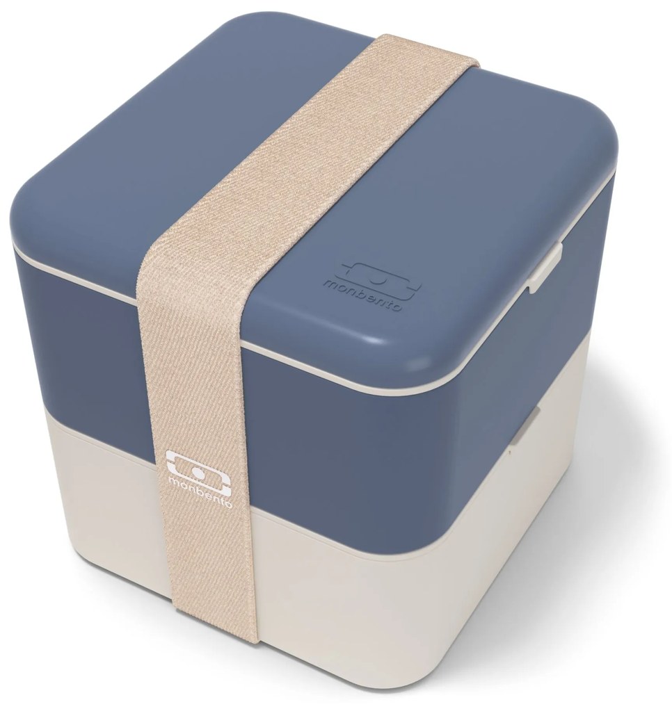 monbento Desiatový box Monbento Square Blue/Natural 1,7 l