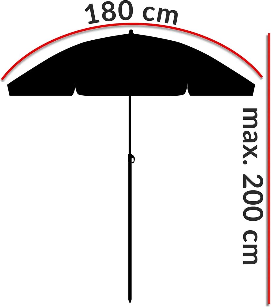 Plážový slunečník Cyprusa 180 cm červený