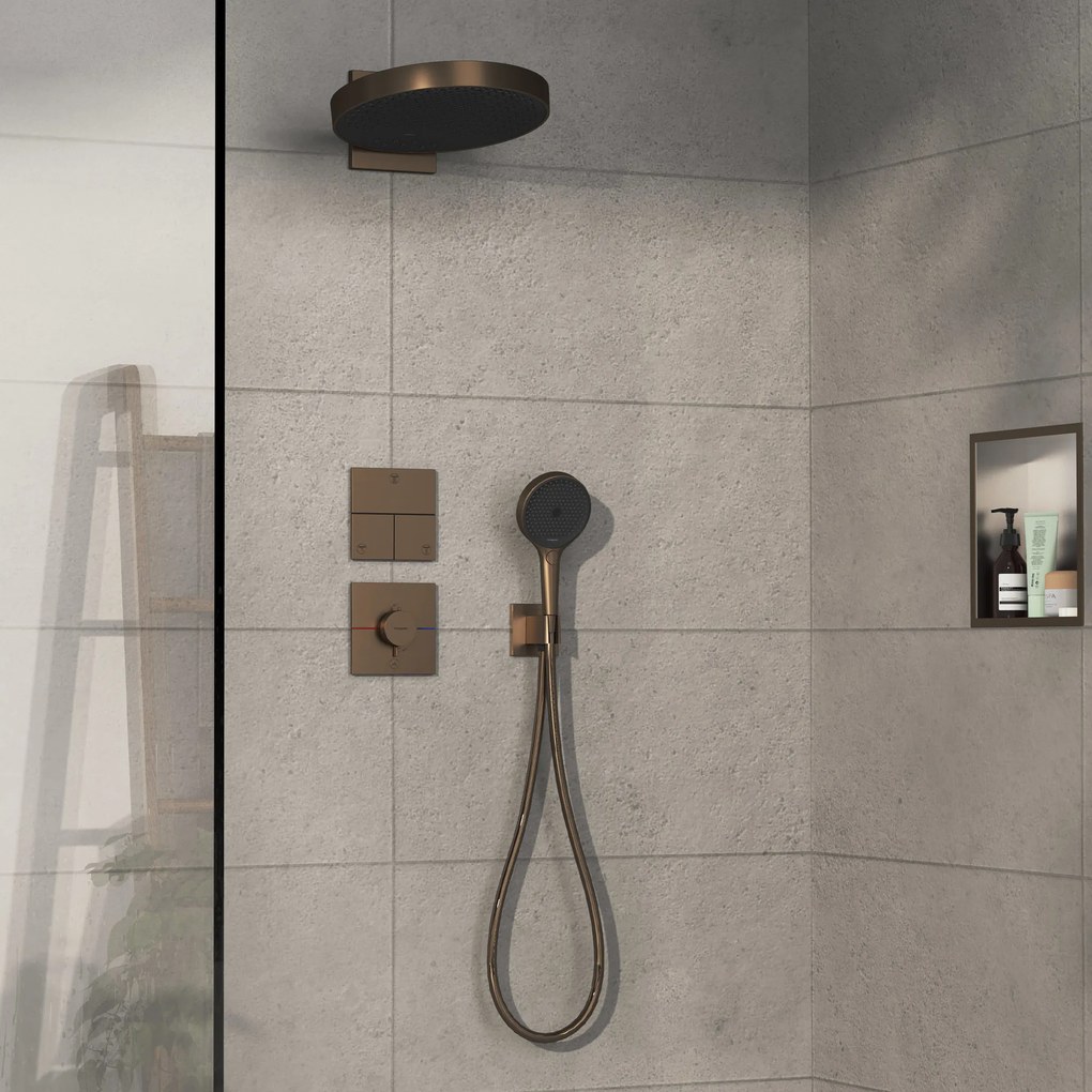 Hansgrohe ShowerSelect Comfort E, termostat pod omietku pre 1 spotrebič a ďalší výtok, kartáčovaný bronz, HAN-15575140