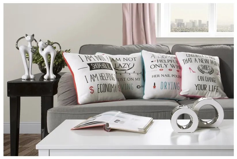 DECOREUM Obliečka na vankúš s potlačou a lemovaním 40 cm x 40 cm biela 100% polyester Rozmery textílií: 40 cm x 40 cm 80086