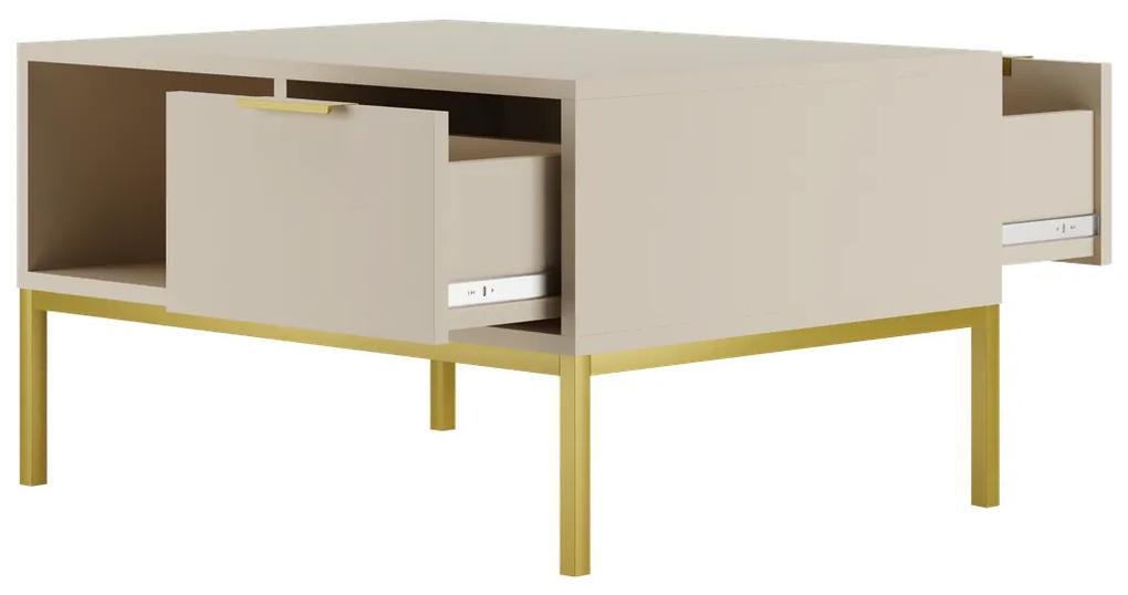 Konferenčný stolík AUSTIN kašmír/ zlatý, 80 cm