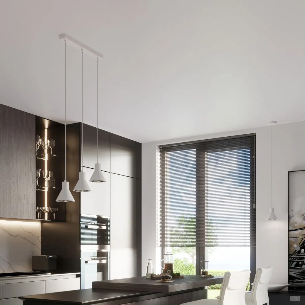 Závesné svietidlo Tazila 1, 1x biele kovové tienidlo, LED