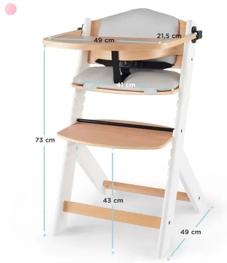 KINDERKRAFT - Detská jedálenská stolička ENOCK s polstrovaním šedá/biela