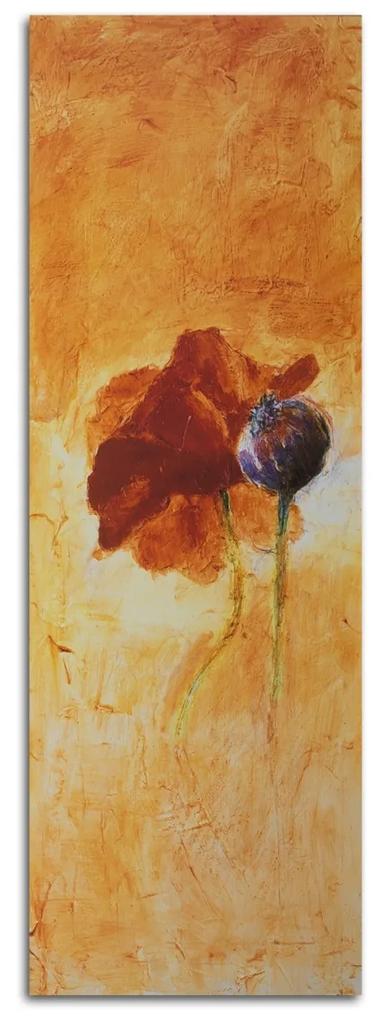 Obraz na plátně Červené vlčí máky Akrylová květina - 30x90 cm