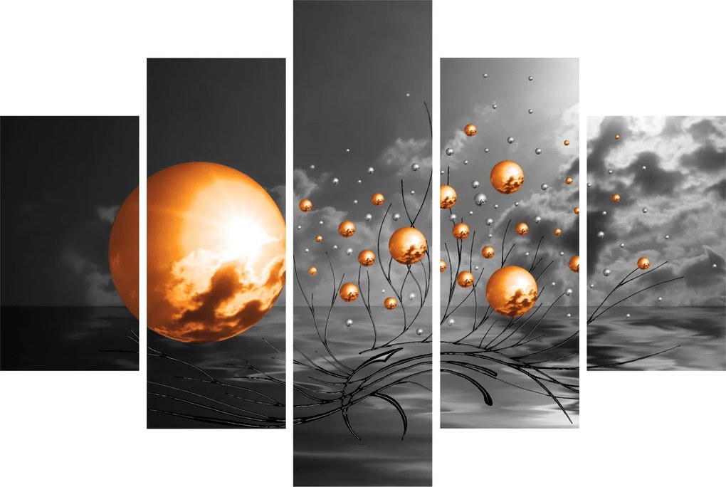 Obraz oranžových abstraktných gulí (150x105 cm)