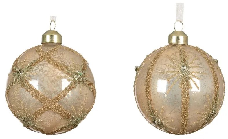 Sklenená guľa so vzorom - sada 2ks Variant: Bordové