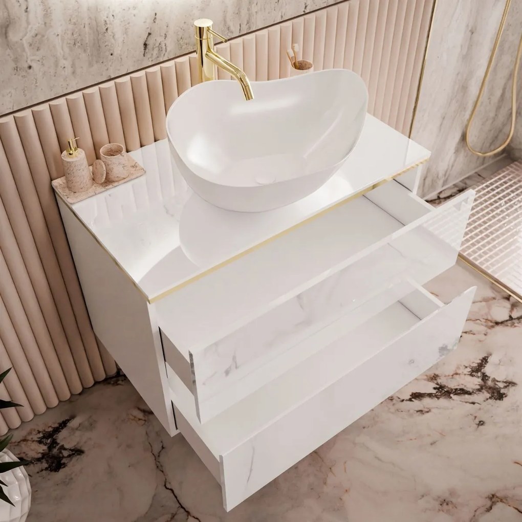 KÚPELŇOVÁ SKRINKA NESSIE BIELÝ LESK + ZLATÁ