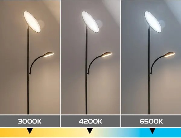 Rabalux 74084 - LED stmievateľná stojacia lampa HALINA 23W/230V 3000/4200/6500 čierna