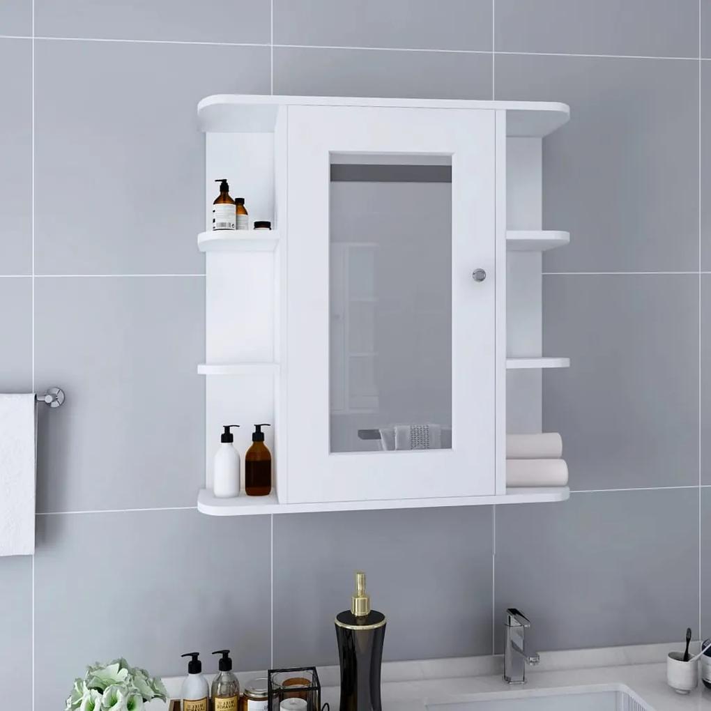 Kúpeľňová skrinka so zrkadlom, biela 66x17x63 cm, MDF