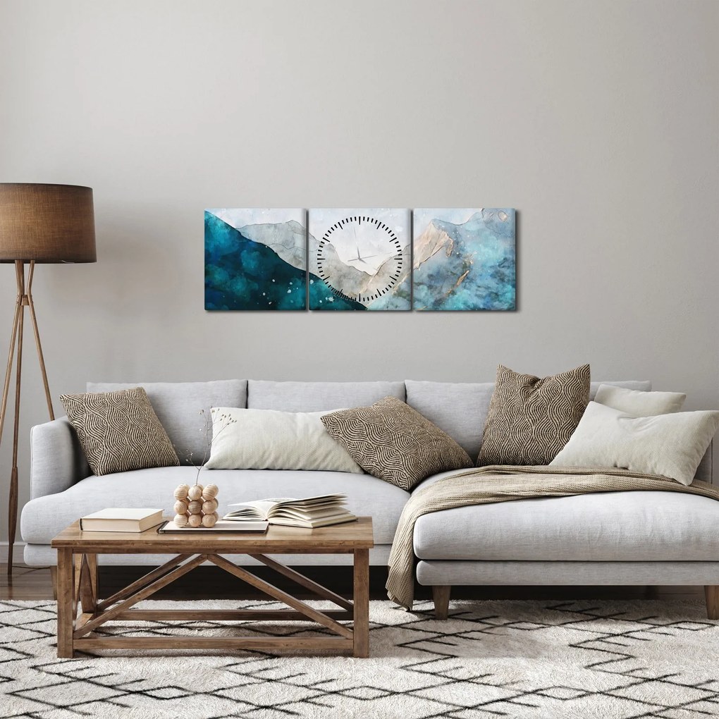 Obraz - Kresba hôr (s hodinami) (90x30 cm)