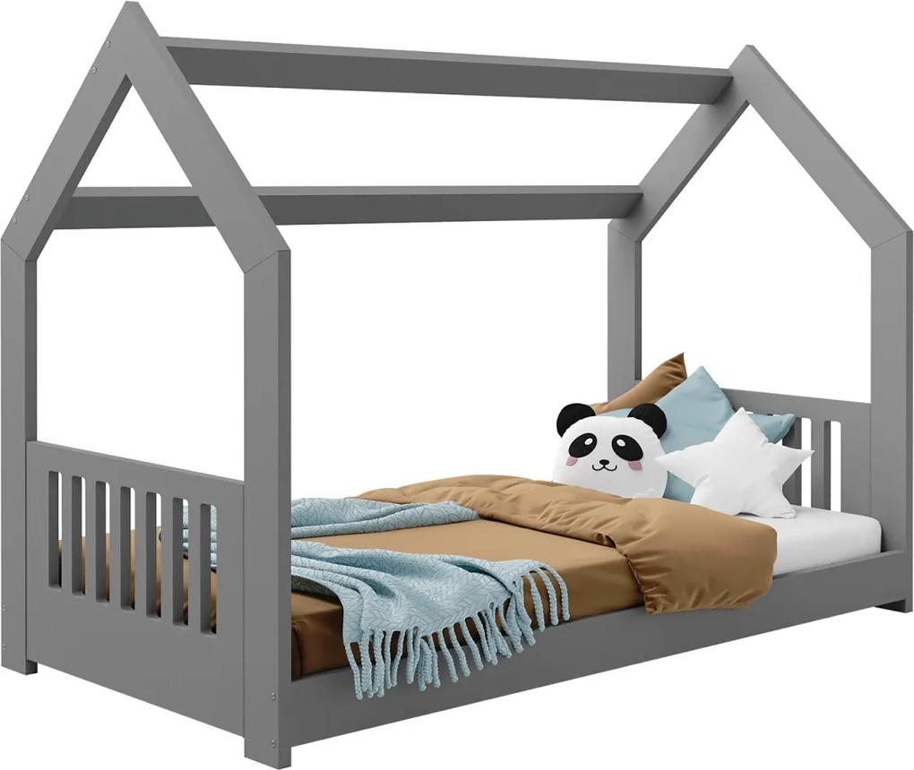 Detská posteľ DOMČEK D2E 80x160cm masív sivá | AMI Nábytok