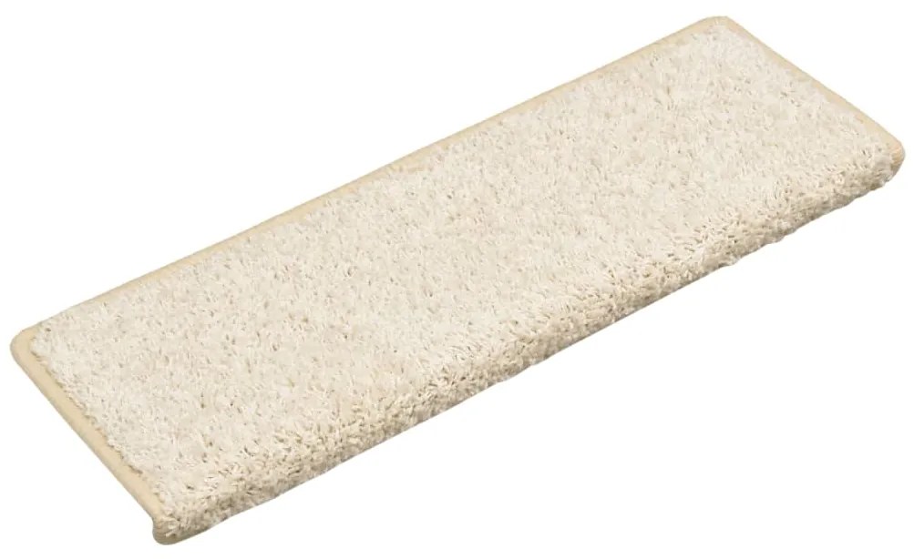 vidaXL Kobercové nášľapy na schody 15 ks, 65x25 cm, biele