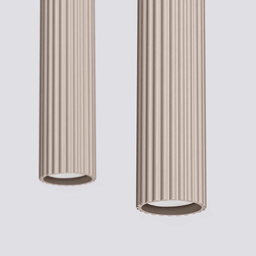 Závesné svietidlo Karbon, 2x tmavobéžové hliníkové tienidlo