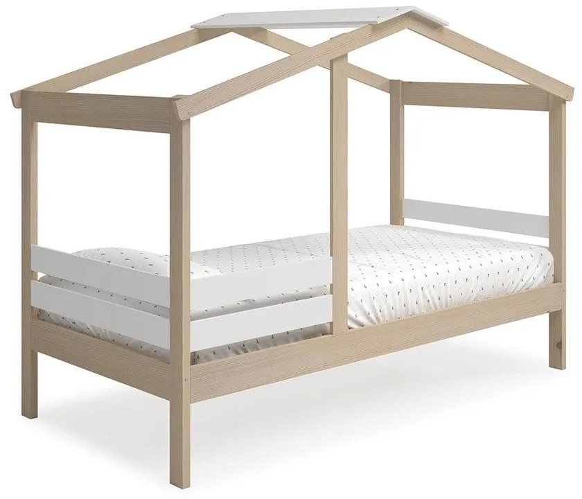 Biela/prírodná domčeková detská posteľ v dekore borovice 90x190 cm Angel - Marckeric