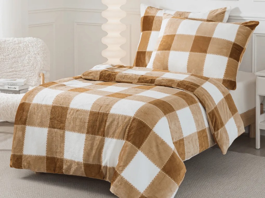 XPOSE® Mikroplyšové  obliečky KÁRO  Exclusive - béžové