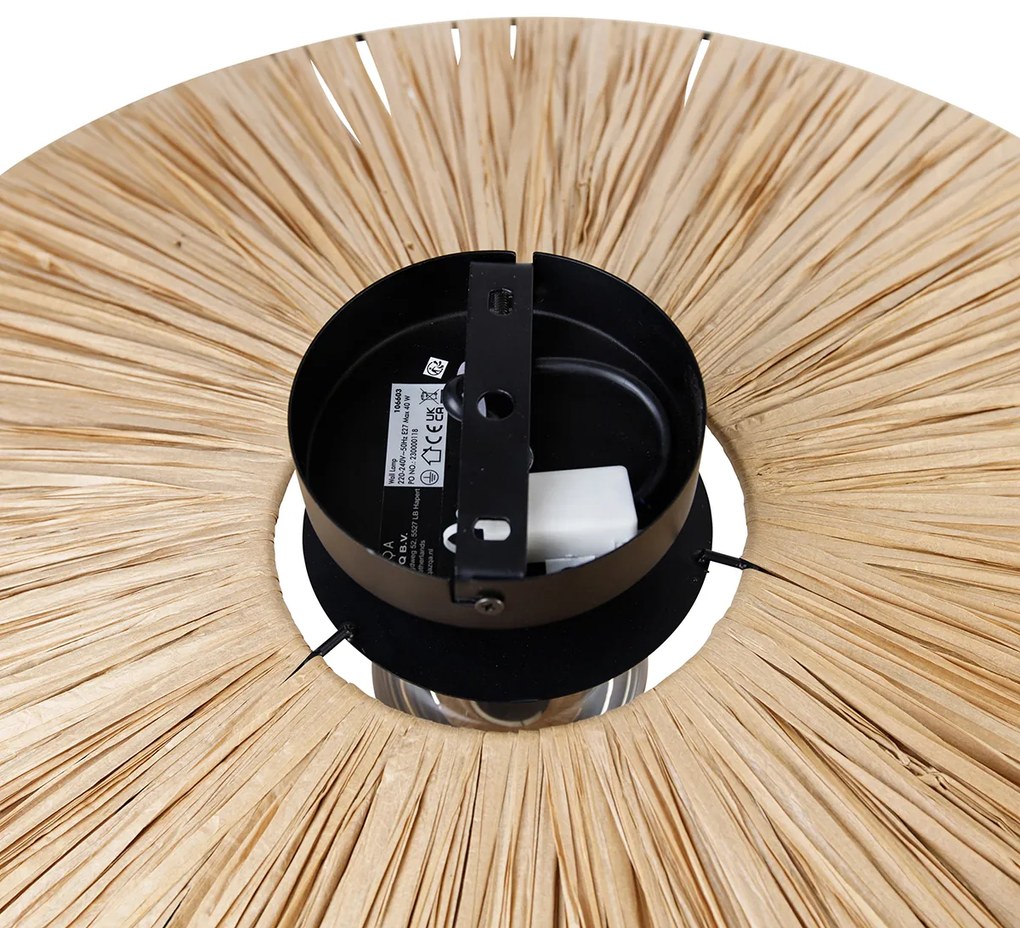 Rustikálna nástenná lampa čierna s lanom 60 cm - Leia