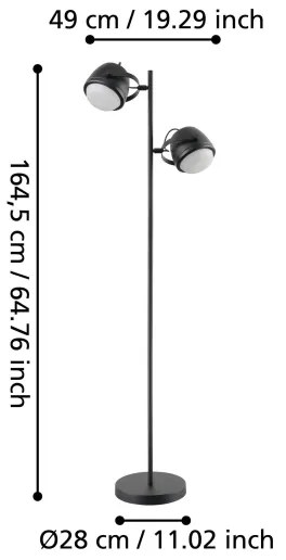 Eglo 390048 - Stojacia lampa UPANEMA 2xE27/28W/230V čierna