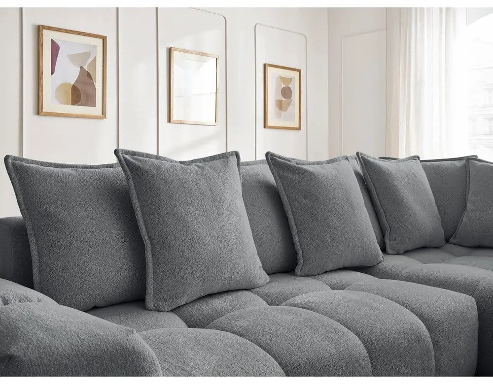 Tmavosivá ženilková rozkladacia/s úložným priestorom rohová pohovka (pravý roh/do L) Everest – Bobochic Paris