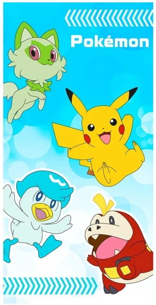 Bavlnená plážová osuška Pokémon - motív Chyť ich všetkých! - 100% bavlna - 70 x 140 cm