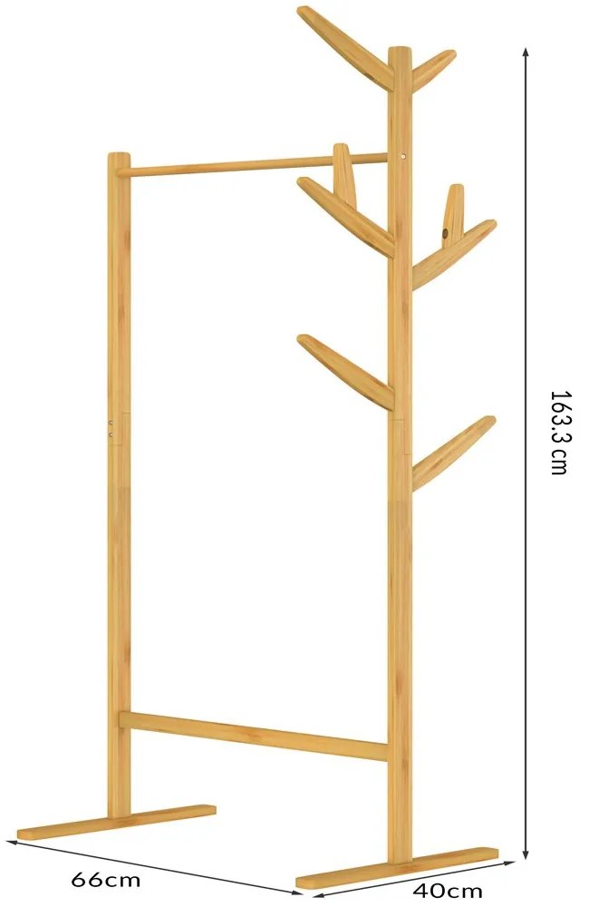 Bambusový stojan na oblečenie RADO, 66x40x163,3cm, hnedá Casaria