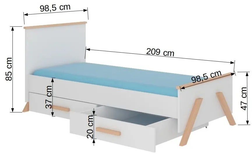 Detská posteľ 200x90 cm. Akcia -20%. Vlastná spoľahlivá doprava až k Vám domov. 1052185