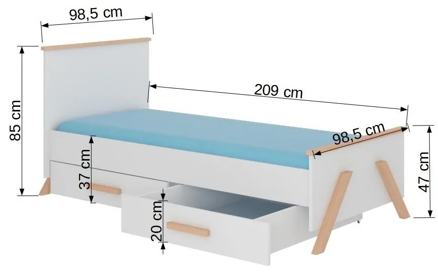 Detská posteľ 200x90 cm. Vlastná spoľahlivá doprava až k Vám domov. 1052185