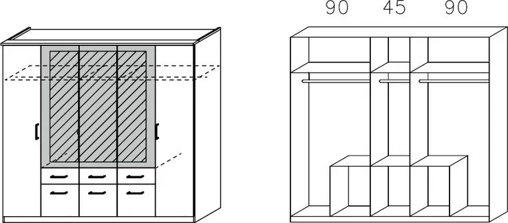 Šatníková skriňa Burano, 225 cm, dub sonoma/biela