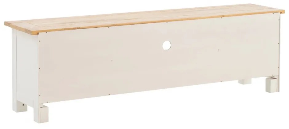 furniture-nabytek.cz - Masívny TV stolík Capera z borovice a MDF, lakovaný, biela/hnedá
