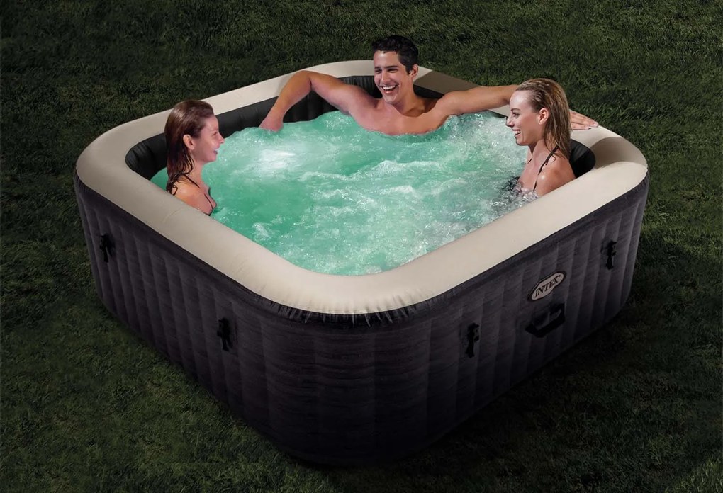 Nafukovacia vírivá vaňa štvorcová 4 osoby 175x71 cm prémiové príslušenstvo INTEX 28450