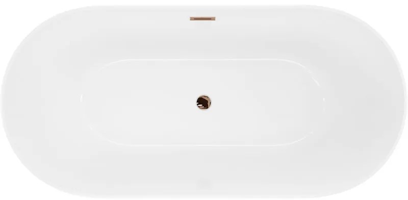 Mexen Luna, Slim voľne stojaca vaňa 170 x 75 cm, biela, ružové zlato prepad, 52041707500-60