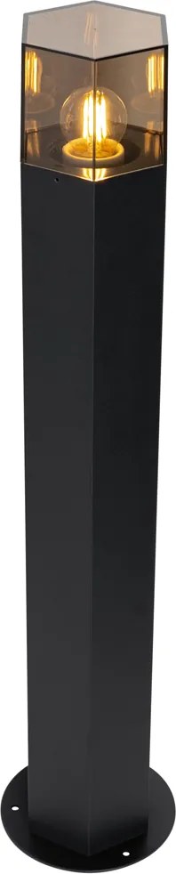Stojaca vonkajšia lampa čierna s dymovým tienidlom šesťuholníkovým 70 cm - Denmark