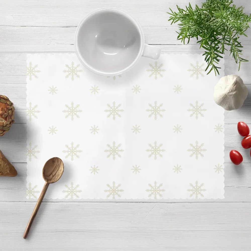Biante Teflónové prestieranie na stôl TF-119 Vianočné béžové vločky na bielom 30x40 cm