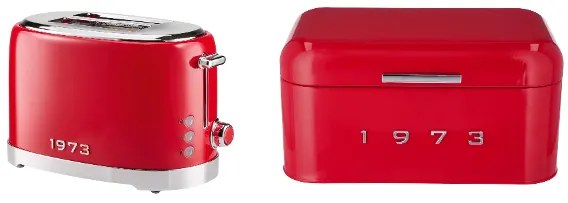 Silvercrest®  Hriankovač Retro 1973, červený + Chlebník Retro 1973, červený  (800010789)