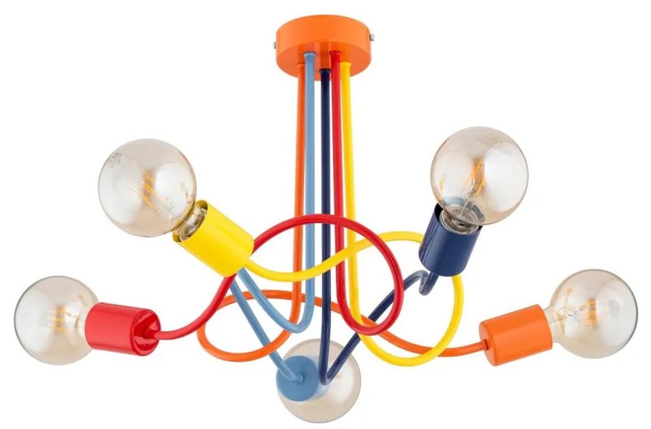 Detský prisadený luster WINGO 5xE27/15W/230V pestrofarebná