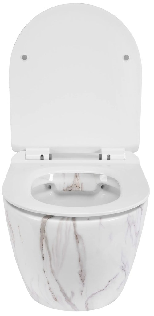 Rea CARLOS Aiax - závesná WC misa Rimless 49x37 s pomaly-padajúcim sedátkom, biela, REA-C6385