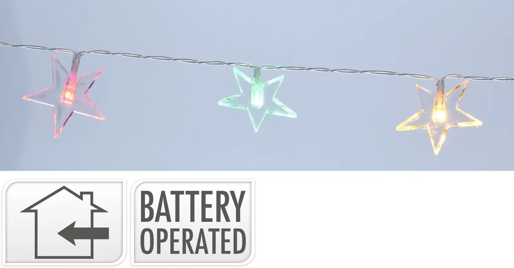 Vánoční LED světelný řetěz STARS 1,3 m vícebarevný